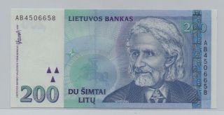 [$] Lithuania,  1997,  200 Litu,  Gem Unc