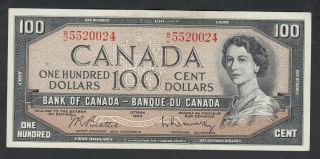 1954 Bank Of Canada 100 Dollars Bank Note Beattie - Rasminsky