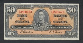 1937 Bank Of Canada 50 Dollars Bank Note Gordon