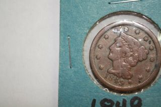 1849 1c Braided Hair Large Cent Penny Us Coin