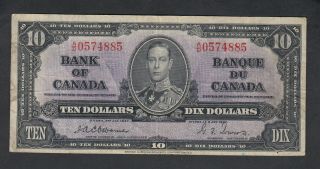 1937 Bank Of Canada 10 Dollars Bank Note Osborne