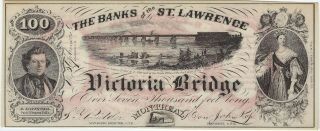 Quebec Banks Of The St Lawrence Victoria Bridge $100.  Advertising Note Inv 4106