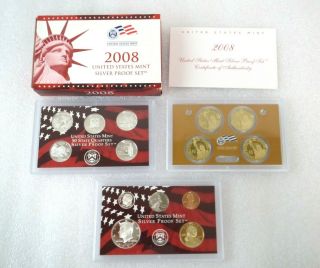 2008 - S United States Silver Proof Set W/ Box & 15 Coin Set