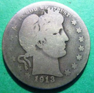 Rare 1913 - S Barber Silver Quarter.  Ag.  Very Rare In Any.