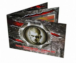 Design booklet 100 rubles 2019 Khabib Nurmagomedov gold plated 24 К 2