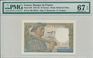 Banque De France France 10 Francs 1949 Pmg 67epq