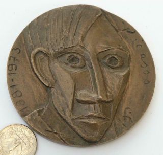 Picasso On Large And Heavy Bronze Medal,  Plaque.  86mm