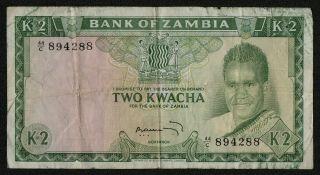 Zambia (p11c) 2 Kwacha Nd (1969) F,