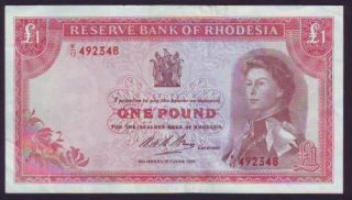 Rhodesia 1 Pound Queen Elizabeth 1966