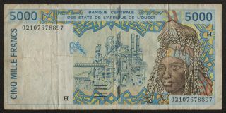 West African States (p613hk) 5000 Francs 2002 F,  Niger