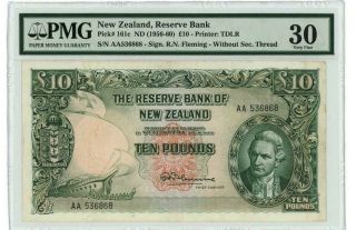 Zealand - 10 Pounds Nd (1956 - 60),  Very Fine 30,  Pmg Vf 30