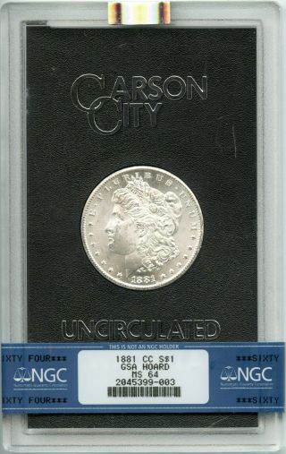 1881 - Cc $1 Ngc/gsa Ms64 Gsa Hoard - Morgan Silver Dollar - Better Date Gsa
