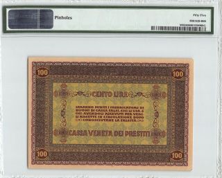 Italy / Cassa Venta dei Prestiti 1918 P - M8 PMG About UNC 55 100 Lire 2