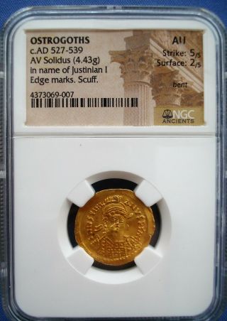 527 - 539 Byzantine Empire - 1 Solidus - Justinian I - Gold Coin - Strike 5 - 9 - 007