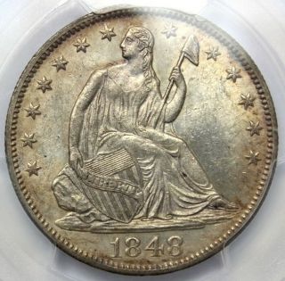 1848 - O,  50 Cent Seated Liberty,  Pcgs,  Unc.  Detail,  Cleaned