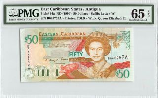 East Caribbean States / Antigua Nd (1994) P - 34a Pmg Gem Unc 65 Epq $50