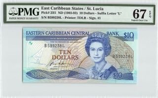East Caribbean States / St.  Lucia Nd (1985) P - 23l1 Pmg Gem Unc 67 Epq $10