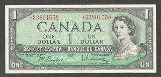 1954 B/m $1.  00 Vf Scarce Asterisk Replacement Note Key Qeii Canada One Dollar