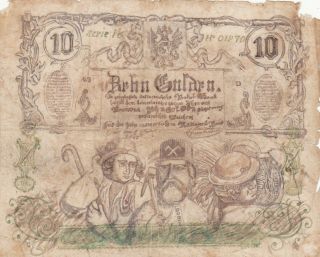 10 Gulden Vg Contemporary Fake Banknote From Austrian Empire/hungary 1863 Rare