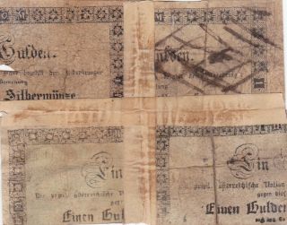 1 Gulden Redeemed Note From Austrian Empire/hungary 1849 Rare Necessity Note