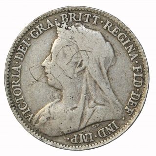 Great Britain 1895 Silver Six Pence Queen Victoria Coin Km 779