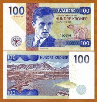 Svalbard (norway),  100 Kroner,  2018,  Private Issue,  Unc Helge Ingstad