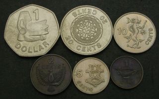Solomon Islands 1,  2,  5,  10,  20 Cents 1977 & 1 Dollar 1977 - 6 Coins.  - 716
