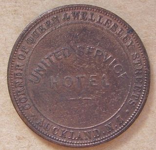Zealand Tradesmen Token Penny United Service Hotel 1874