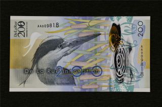 Polymer Test Note Grey Heron,  200,  Innovation For The Future,  De La Rue Unc