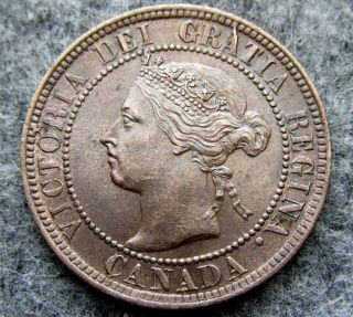 Canada Queen Victoria 1896 Cent,  Aunc Lustre