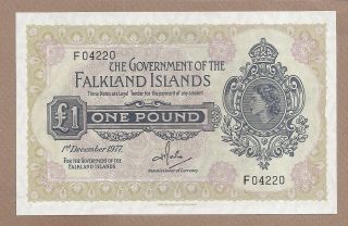 Falkland Islands: 1 Pound Banknote,  (unc),  P - 8c,  01.  12.  1977,