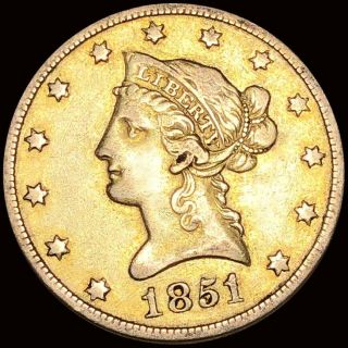 1851 - O $10 Gold Eagle Lightly Circulated Lustrous Orleans Collectible No Res