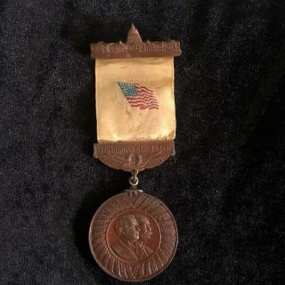 1897 William Mckinley 1st Inauguration Medal / Badge With Ribbon