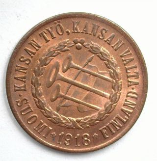 Finland 1918 5 Pennia Gem,  Uncirculated Red