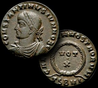 Constantine Ll.  Roman Emperor 337 - 340 Ad Bronze Coin,  Thessalonica Wreath