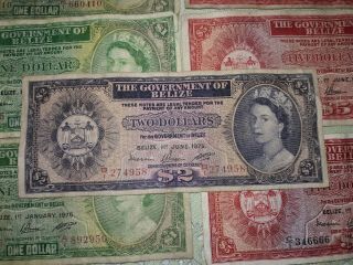 (7) 1975 Government Of Belize $1 $2 $5 Set of Dollars Notes $1 (3) $2 (1) $5 (3) 7