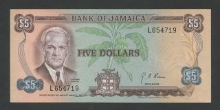Jamaica $5 1970 Brown P56 Uncirculated World Paper Money