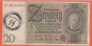 Germany - Wehrmacht - 20 Reichsmark - 1929 - With Nazi Stamp Waffen Ss