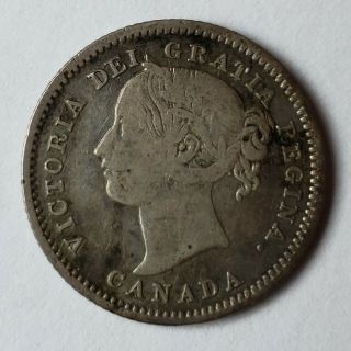 1858 Canada 10 Cents,  Queen Victoria,  Silver Coin,  Km 3