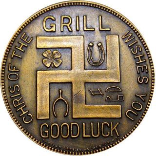 Scranton Pennsylvania Good Luck Swastika Token The Grill
