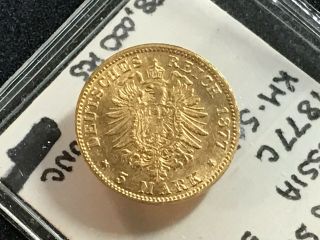 1877 - C German States Prussia 5 Mark Gold Km - 507 Unc