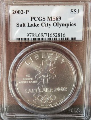 2002 - P Salt Lake City Olympics Commemorative Dollar Pcgs Ms69