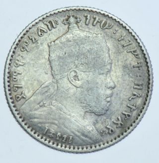Ethiopia Menelik Gersh,  Ee - 1895 (1903) Silver Coin Gvf