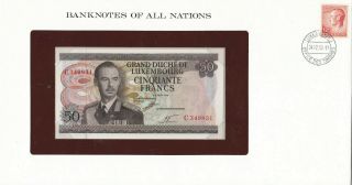 50 Francs Unc Banknote From Luxembourg 1972 Pick - 55b