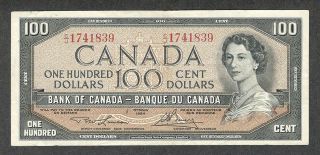 1954 $100.  00 Bc - 43c Vf Crisp Bank Of Canada Qeii One Hundred Dollars
