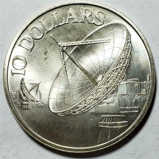 Singapore,  10 Dollars,  1978,  Bu,  Satellite Dish, .  4999 Ounce Silver