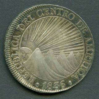 Central American Republic (guatemala) 8 Reales - 1836 Silver Coin