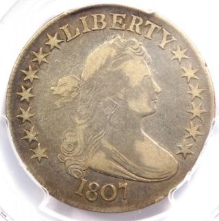 1807 Draped Bust Half Dollar 50c Coin - Certified Pcgs F15 - $600 Value