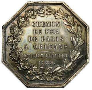 France - 1838 Silver Medal By Bovy,  Paris Orleans Railroad,  Train O
