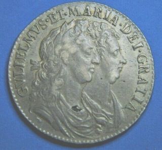 Stunning Grade William And Mary Silver 1689 Halfcrown,  Coin